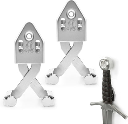 Metal Single Sword Wall Mount - 3 Inch Vertical Sword Display Hanger, Adjustable Multifunctional Wall Rack for Sword, Axe & Knives, Decorative Wall Decor (Small)