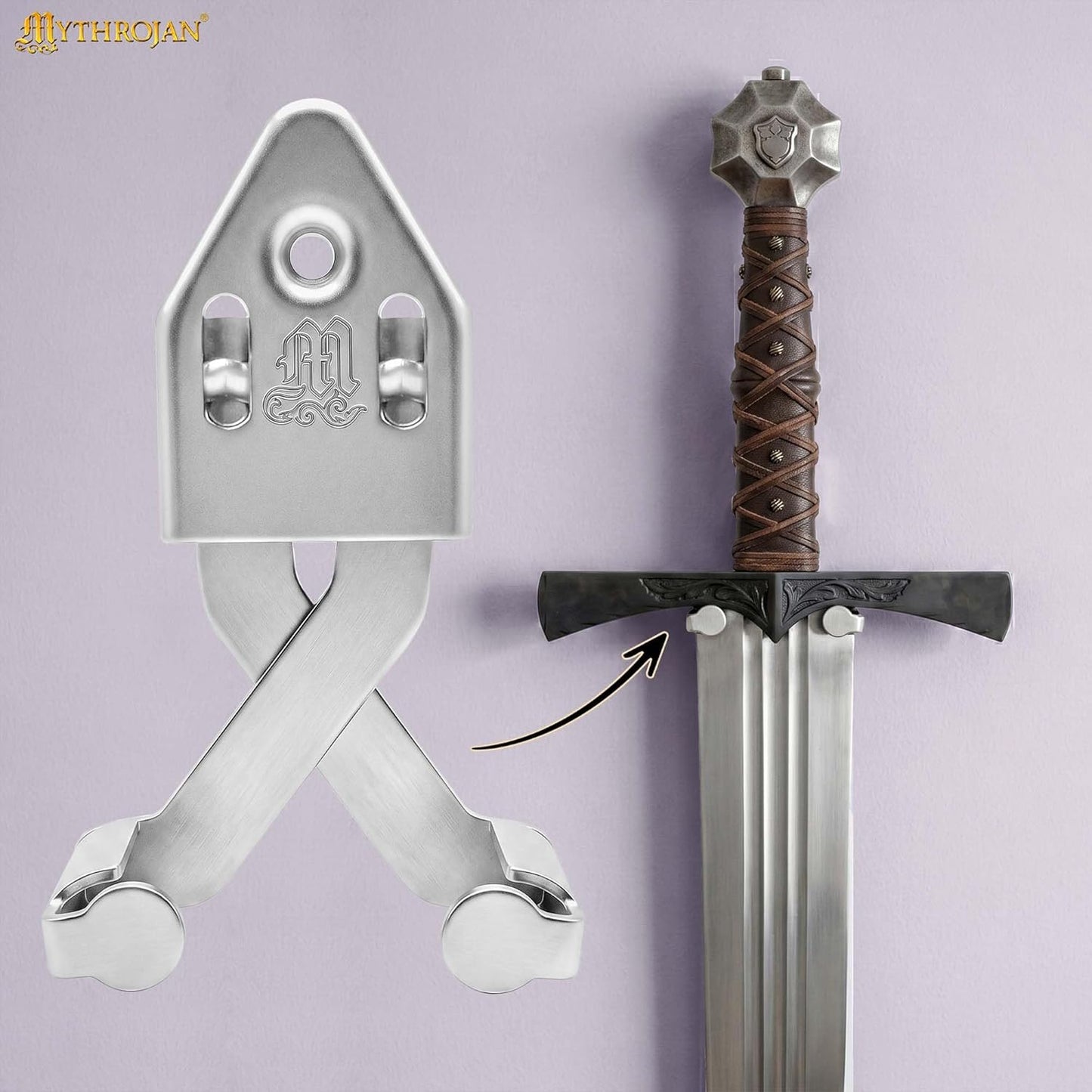 Metal Single Sword Wall Mount - 3 Inch Vertical Sword Display Hanger, Adjustable Multifunctional Wall Rack for Sword, Axe & Knives, Decorative Wall Decor (Small)
