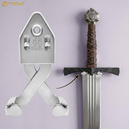 Metal Single Sword Wall Mount - 3 Inch Vertical Sword Display Hanger, Adjustable Multifunctional Wall Rack for Sword, Axe & Knives, Decorative Wall Decor (Small)