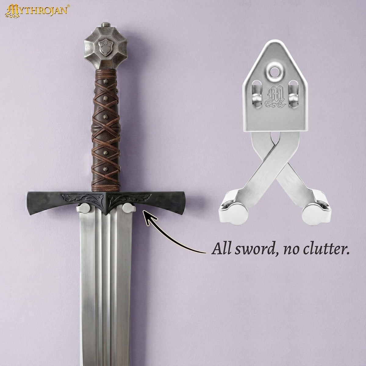 Metal Single Sword Wall Mount - 3 Inch Vertical Sword Display Hanger, Adjustable Multifunctional Wall Rack for Sword, Axe & Knives, Decorative Wall Decor (Small)