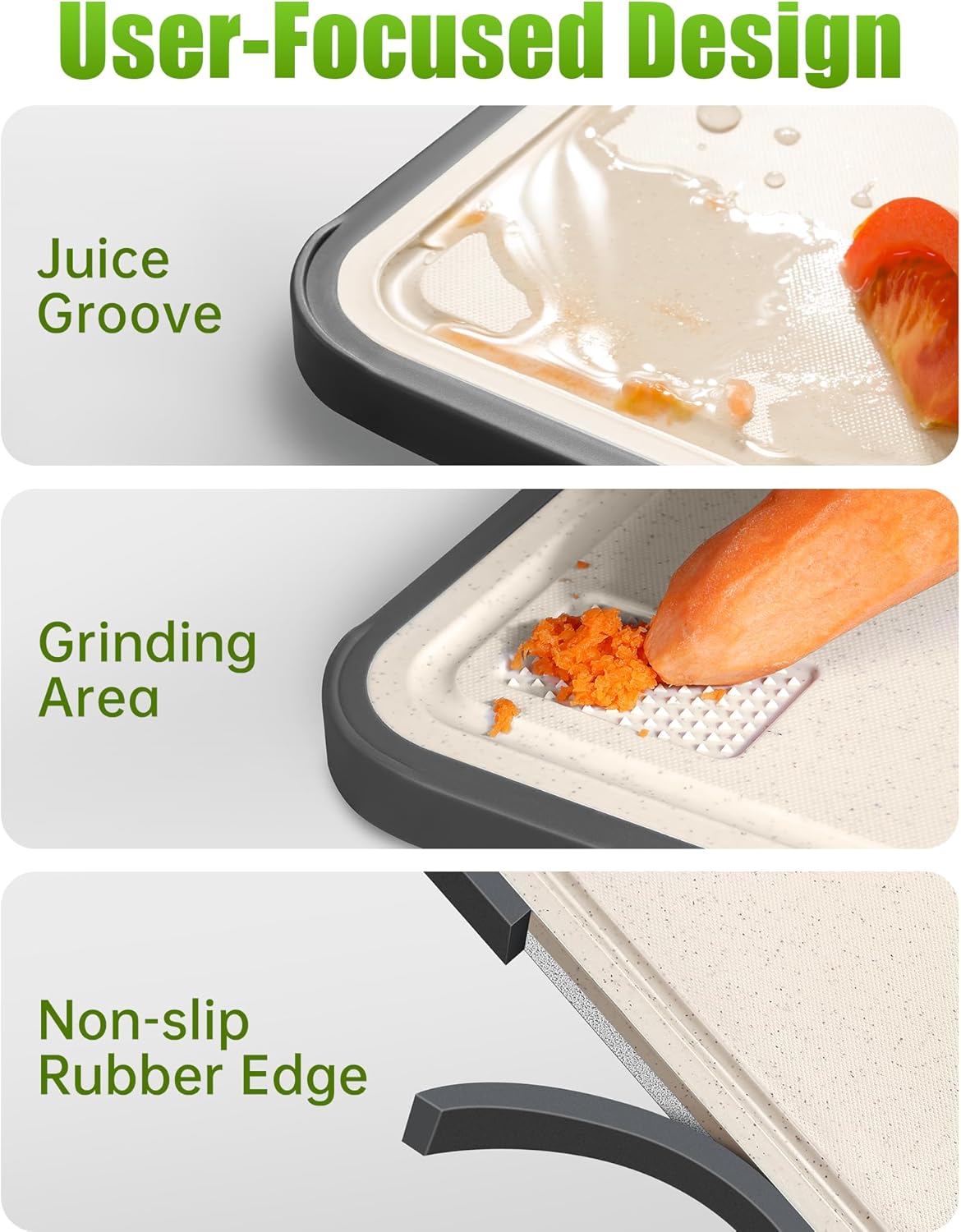 Titanium Cutting Boards for Kitchen, Non Toxic 2-in-1 Cutting Board Double Sided, Food Grade Chopping Boards for Fresh Meat Vegetable, Easy to Clean Large Size 16”×11”