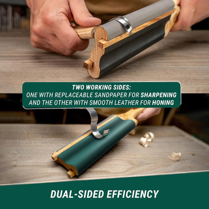 LS5P1 Wood Carving Strop Wood Carving Gouge Hook Knife Sharpening Honing Tools Strop Stropping Kit Leather Paddle Strop Spoon Carving Tools Sharpening Kit Sharpener with Polishing Compound