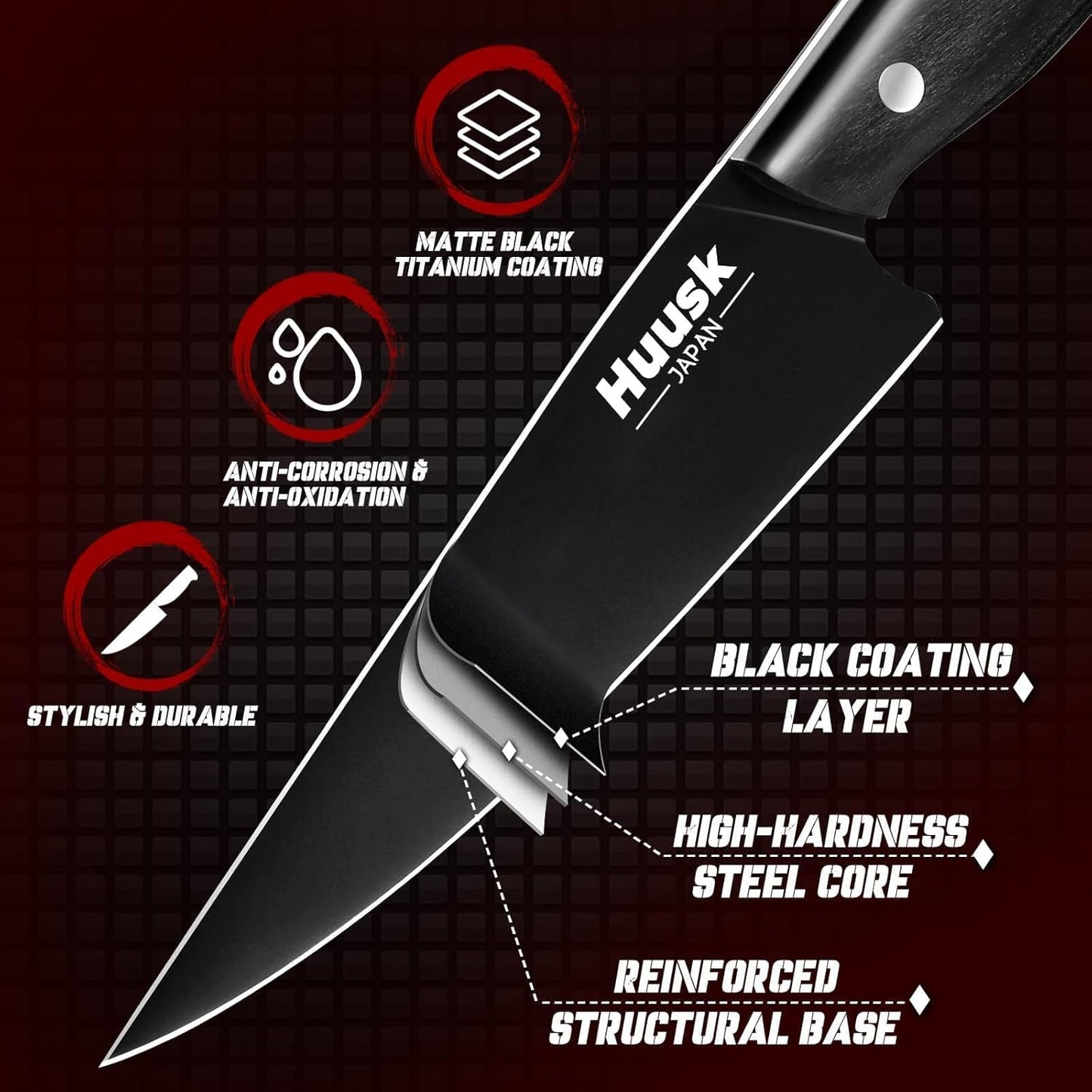 Huusk Meat Cleaver Knife Heavy Duty Bone Chopper, Hand Forged Kitchen Axe | Sheath Included, Full Tang Bone Chopping Knife, Japanese Butcher Knife for Meat Cutting, Fathers Day Gift Idea for Men Dad