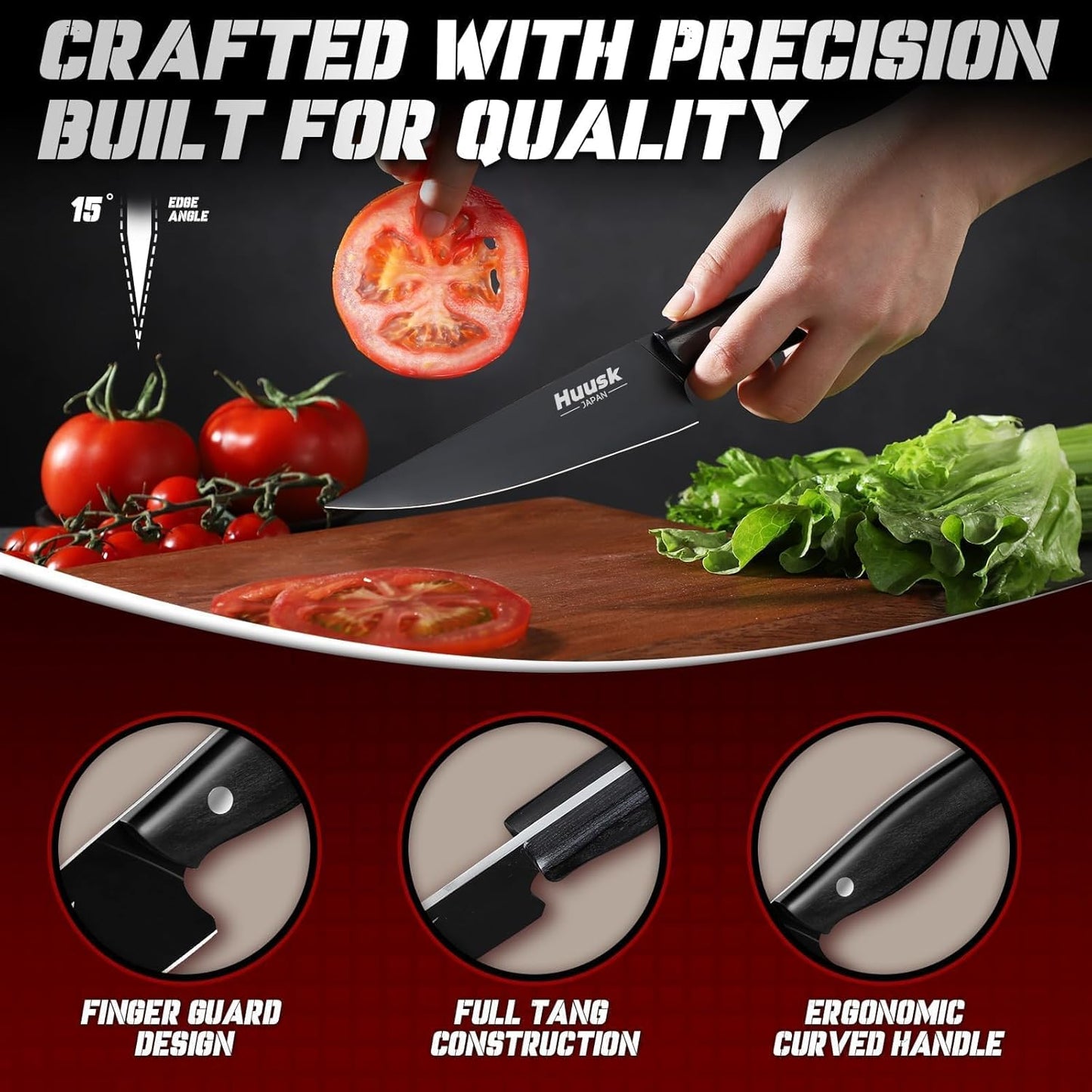 Huusk Meat Cleaver Knife Heavy Duty Bone Chopper, Hand Forged Kitchen Axe | Sheath Included, Full Tang Bone Chopping Knife, Japanese Butcher Knife for Meat Cutting, Fathers Day Gift Idea for Men Dad