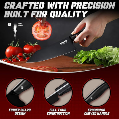Huusk Meat Cleaver Knife Heavy Duty Bone Chopper, Hand Forged Kitchen Axe | Sheath Included, Full Tang Bone Chopping Knife, Japanese Butcher Knife for Meat Cutting, Fathers Day Gift Idea for Men Dad