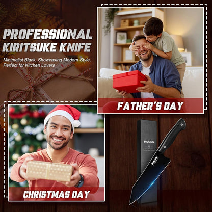 Huusk Meat Cleaver Knife Heavy Duty Bone Chopper, Hand Forged Kitchen Axe | Sheath Included, Full Tang Bone Chopping Knife, Japanese Butcher Knife for Meat Cutting, Fathers Day Gift Idea for Men Dad