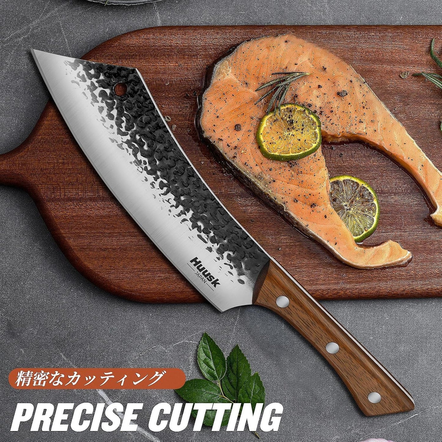 Huusk Meat Cleaver Knife Heavy Duty Bone Chopper, Hand Forged Kitchen Axe | Sheath Included, Full Tang Bone Chopping Knife, Japanese Butcher Knife for Meat Cutting, Fathers Day Gift Idea for Men Dad