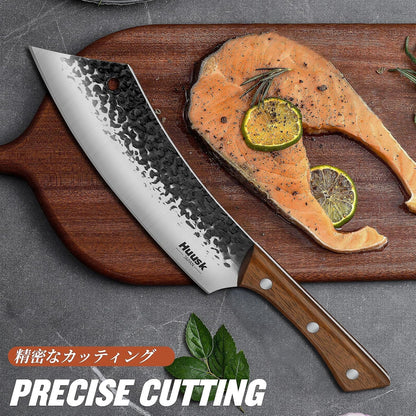 Huusk Meat Cleaver Knife Heavy Duty Bone Chopper, Hand Forged Kitchen Axe | Sheath Included, Full Tang Bone Chopping Knife, Japanese Butcher Knife for Meat Cutting, Fathers Day Gift Idea for Men Dad