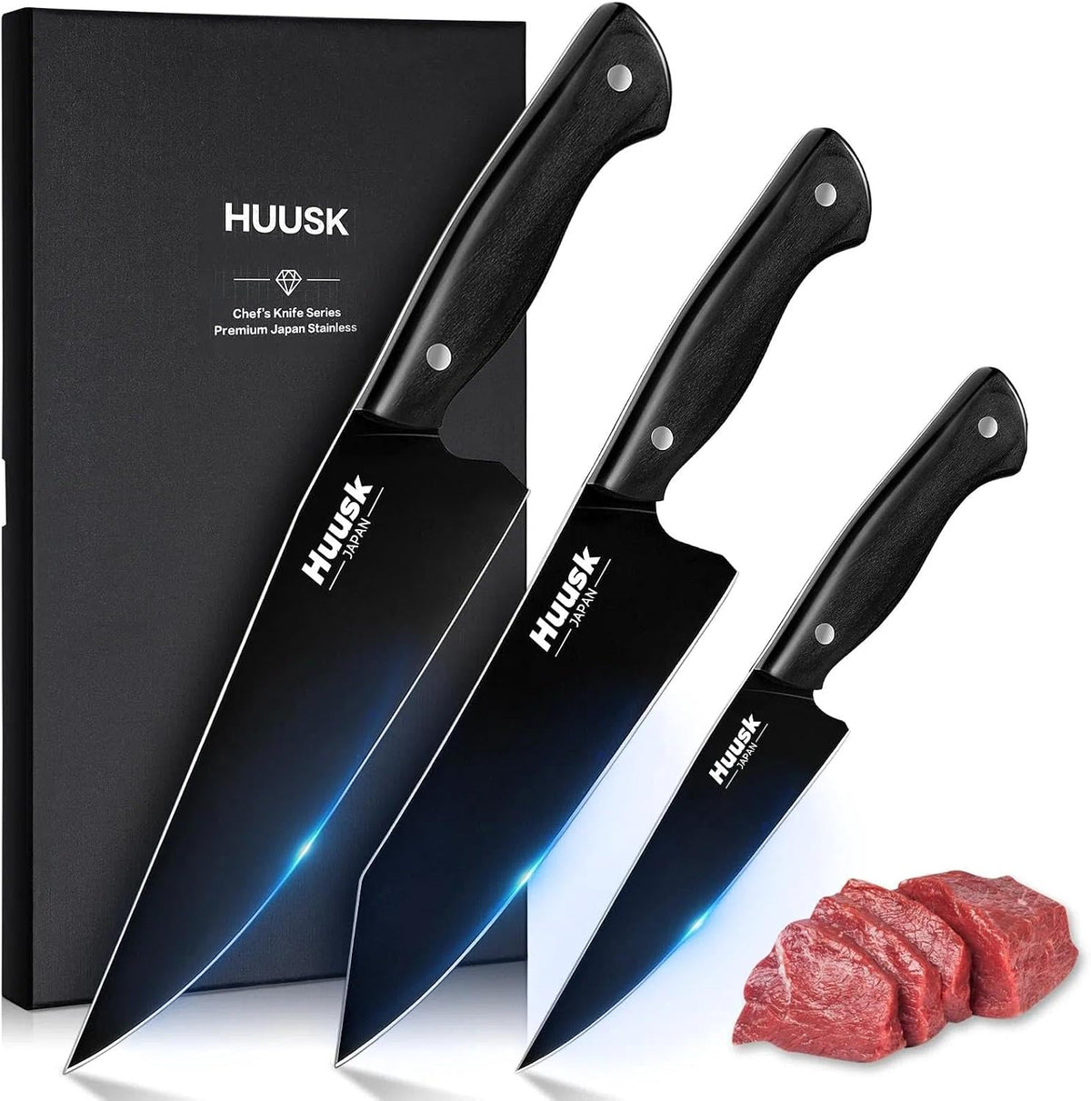Huusk Meat Cleaver Knife Heavy Duty Bone Chopper, Hand Forged Kitchen Axe | Sheath Included, Full Tang Bone Chopping Knife, Japanese Butcher Knife for Meat Cutting, Fathers Day Gift Idea for Men Dad