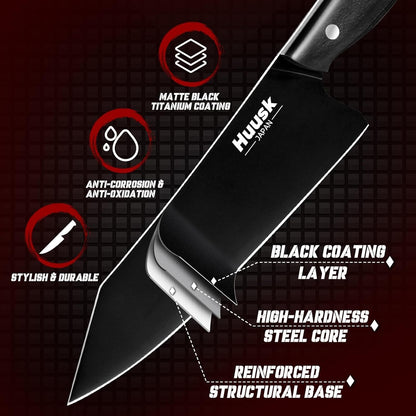 Huusk Meat Cleaver Knife Heavy Duty Bone Chopper, Hand Forged Kitchen Axe | Sheath Included, Full Tang Bone Chopping Knife, Japanese Butcher Knife for Meat Cutting, Fathers Day Gift Idea for Men Dad