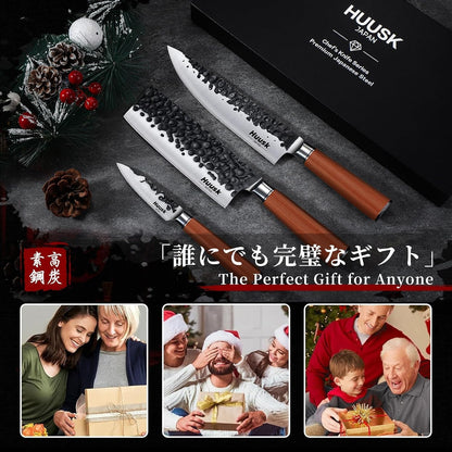 Huusk Meat Cleaver Knife Heavy Duty Bone Chopper, Hand Forged Kitchen Axe | Sheath Included, Full Tang Bone Chopping Knife, Japanese Butcher Knife for Meat Cutting, Fathers Day Gift Idea for Men Dad