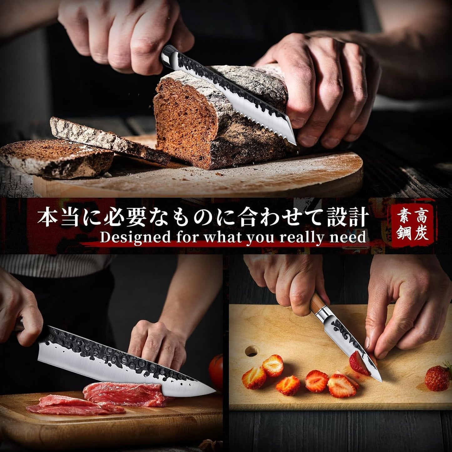 Huusk Meat Cleaver Knife Heavy Duty Bone Chopper, Hand Forged Kitchen Axe | Sheath Included, Full Tang Bone Chopping Knife, Japanese Butcher Knife for Meat Cutting, Fathers Day Gift Idea for Men Dad