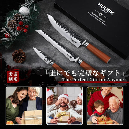 Huusk Meat Cleaver Knife Heavy Duty Bone Chopper, Hand Forged Kitchen Axe | Sheath Included, Full Tang Bone Chopping Knife, Japanese Butcher Knife for Meat Cutting, Fathers Day Gift Idea for Men Dad