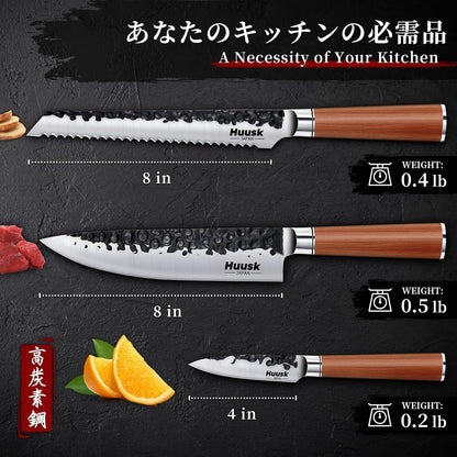 Huusk Meat Cleaver Knife Heavy Duty Bone Chopper, Hand Forged Kitchen Axe | Sheath Included, Full Tang Bone Chopping Knife, Japanese Butcher Knife for Meat Cutting, Fathers Day Gift Idea for Men Dad