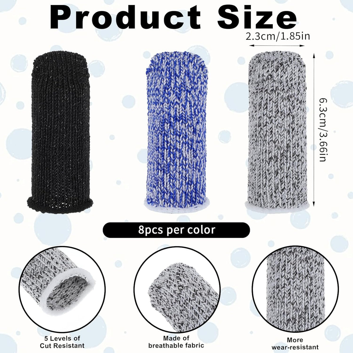 24 PCS Cut Resistant Finger CotsReusable Finger Gloves Non Slip Large Thumb Protector Sleeve Breathable Fingertip Covers for Kitchen Garden Food Cutting Sculpture Work Supplies