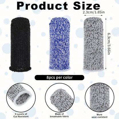 24 PCS Cut Resistant Finger CotsReusable Finger Gloves Non Slip Large Thumb Protector Sleeve Breathable Fingertip Covers for Kitchen Garden Food Cutting Sculpture Work Supplies