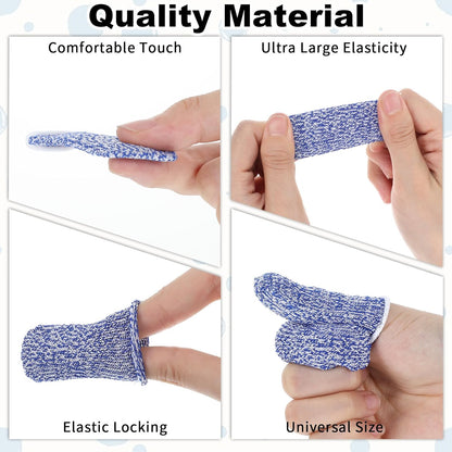 24 PCS Cut Resistant Finger CotsReusable Finger Gloves Non Slip Large Thumb Protector Sleeve Breathable Fingertip Covers for Kitchen Garden Food Cutting Sculpture Work Supplies