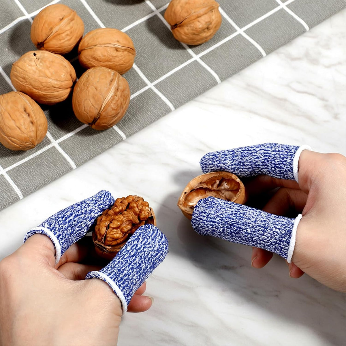 24 PCS Cut Resistant Finger CotsReusable Finger Gloves Non Slip Large Thumb Protector Sleeve Breathable Fingertip Covers for Kitchen Garden Food Cutting Sculpture Work Supplies
