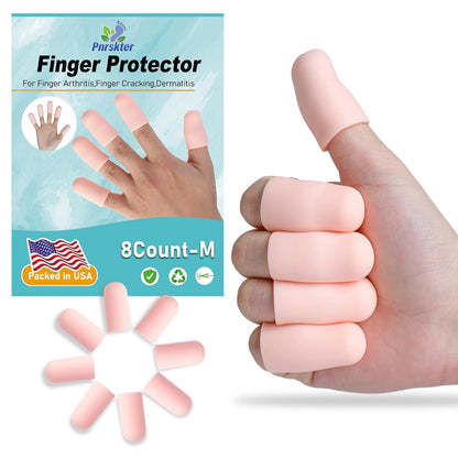 Finger Protectors & Cots - 8 Pcs Silicone Finger Sleeves for Arthritis, Eczema & Cracked Fingers - Soft Covers for Pain Relief & Daily Protection (Nude, Medium)