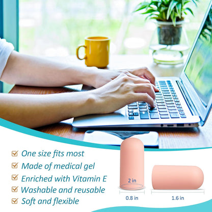 Finger Protectors & Cots - 8 Pcs Silicone Finger Sleeves for Arthritis, Eczema & Cracked Fingers - Soft Covers for Pain Relief & Daily Protection (Nude, Medium)