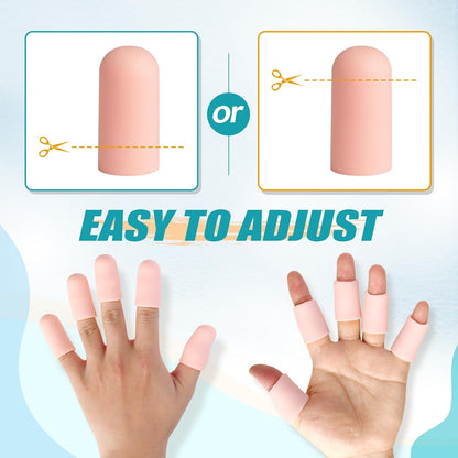 Finger Protectors & Cots - 8 Pcs Silicone Finger Sleeves for Arthritis, Eczema & Cracked Fingers - Soft Covers for Pain Relief & Daily Protection (Nude, Medium)