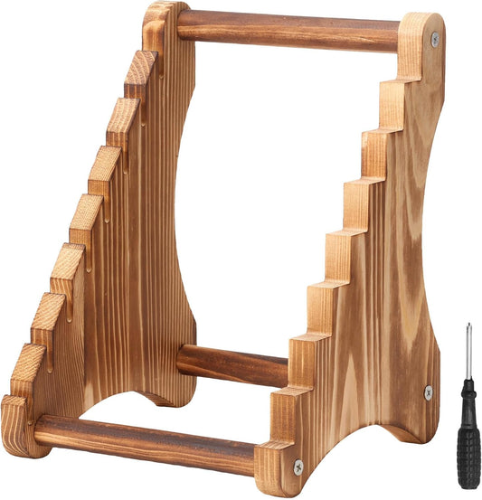 Knife Display Block, 7 Layers Wood Knives Display Rack, Fixed Blade Knife Collection Organizer for Home Restaurant Countertop Tabletop