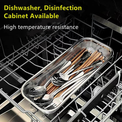 Kitchen Drawer Organizer, 12 Inch Dishwasher Silverware Cutlery Basket, 2 Pack Mesh Stainless Steel Flatware Drawer Organizer, Countertop Utensil Cutlery Tray, Spoon Knife Fork Organizers Box