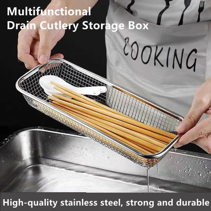 Kitchen Drawer Organizer, 12 Inch Dishwasher Silverware Cutlery Basket, 2 Pack Mesh Stainless Steel Flatware Drawer Organizer, Countertop Utensil Cutlery Tray, Spoon Knife Fork Organizers Box