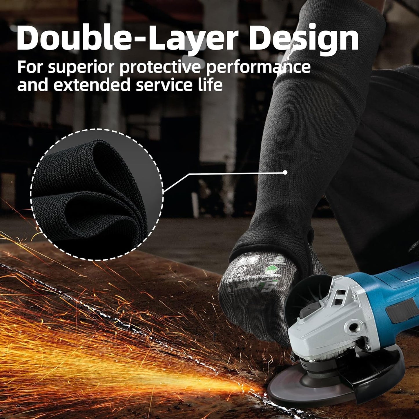 ANSI A9 Cut Resistant Arm Sleeves PM916, 18in 2-Ply Construction Flame Resistant Welding Sleeves for Work, Ultimate Performance, Level 4 Heat Resistant Arm Guards for Glass Blowing, Automotive