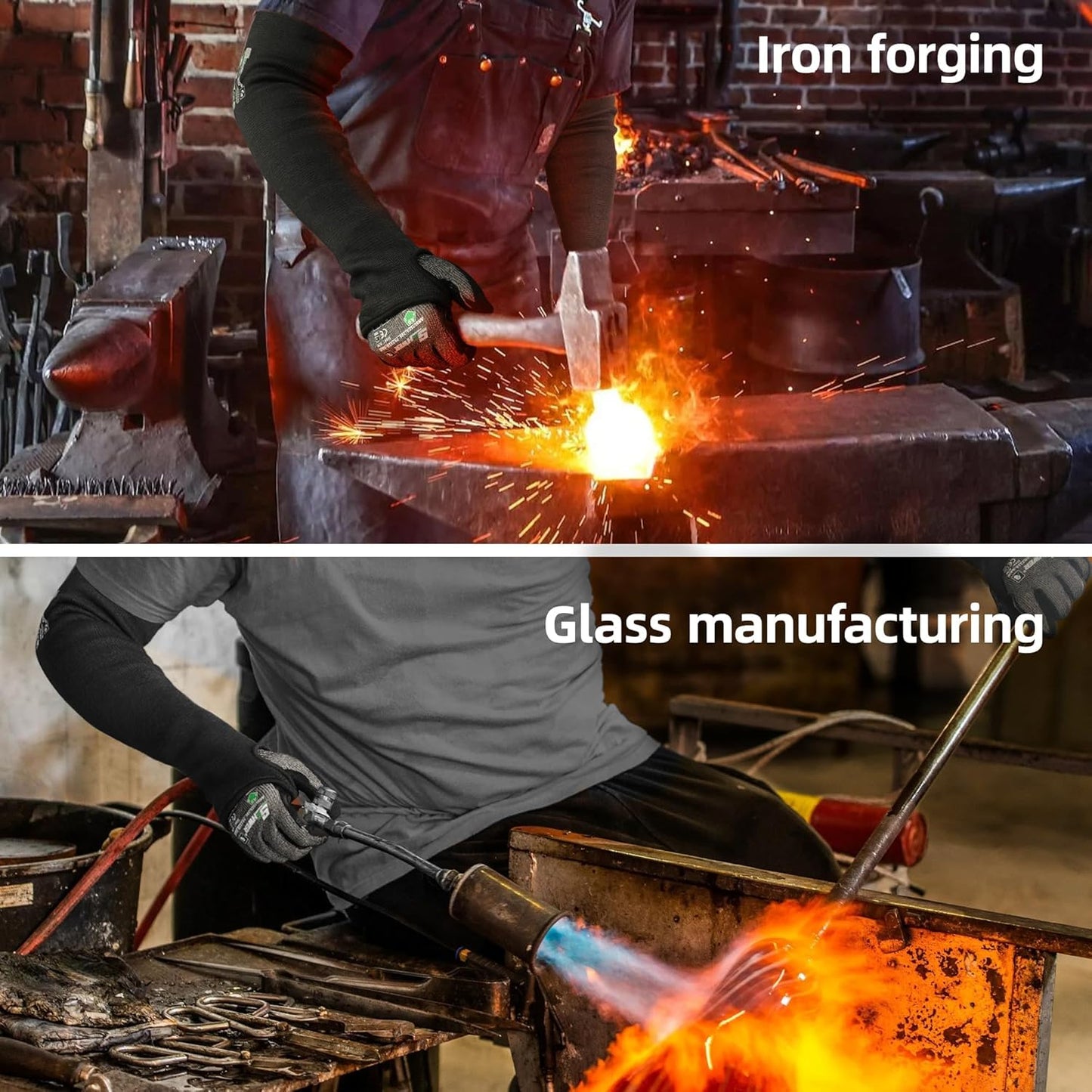 ANSI A9 Cut Resistant Arm Sleeves PM916, 18in 2-Ply Construction Flame Resistant Welding Sleeves for Work, Ultimate Performance, Level 4 Heat Resistant Arm Guards for Glass Blowing, Automotive