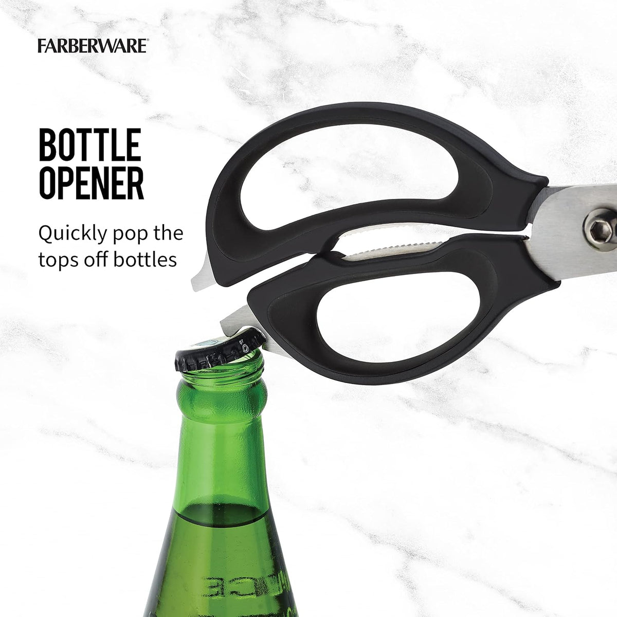 4-in-1 Kitchen Scissors, High Carbon Stainless Steel, Black