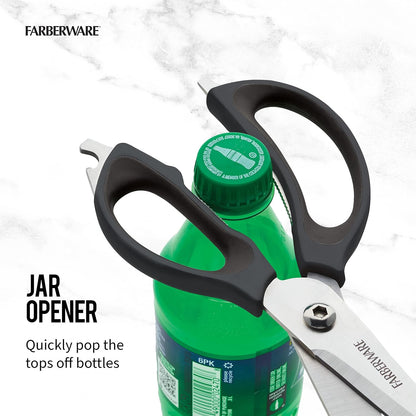 4-in-1 Kitchen Scissors, High Carbon Stainless Steel, Black