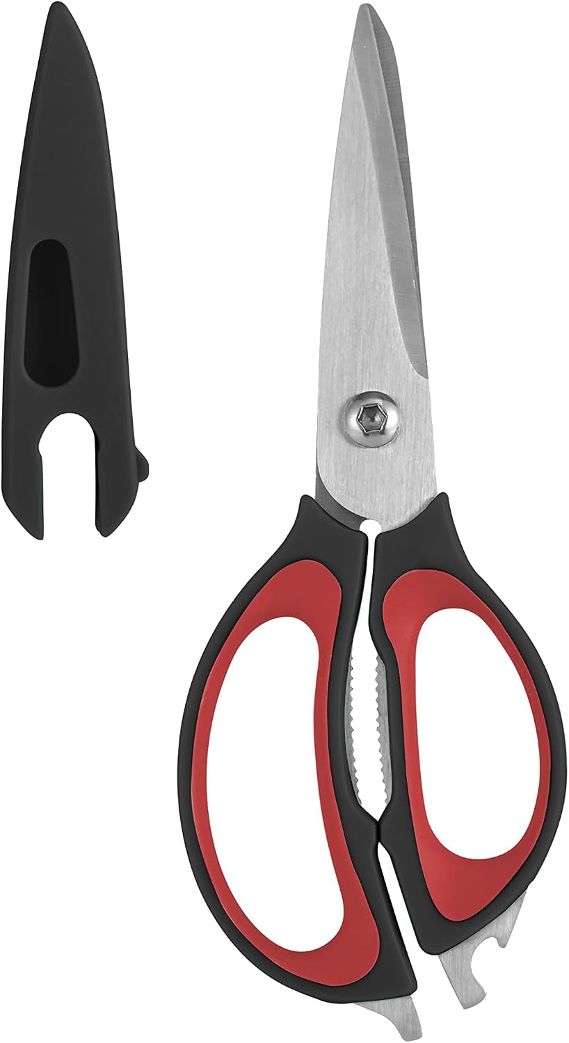 4-in-1 Kitchen Scissors, High Carbon Stainless Steel, Black