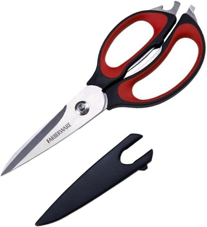 4-in-1 Kitchen Scissors, High Carbon Stainless Steel, Black