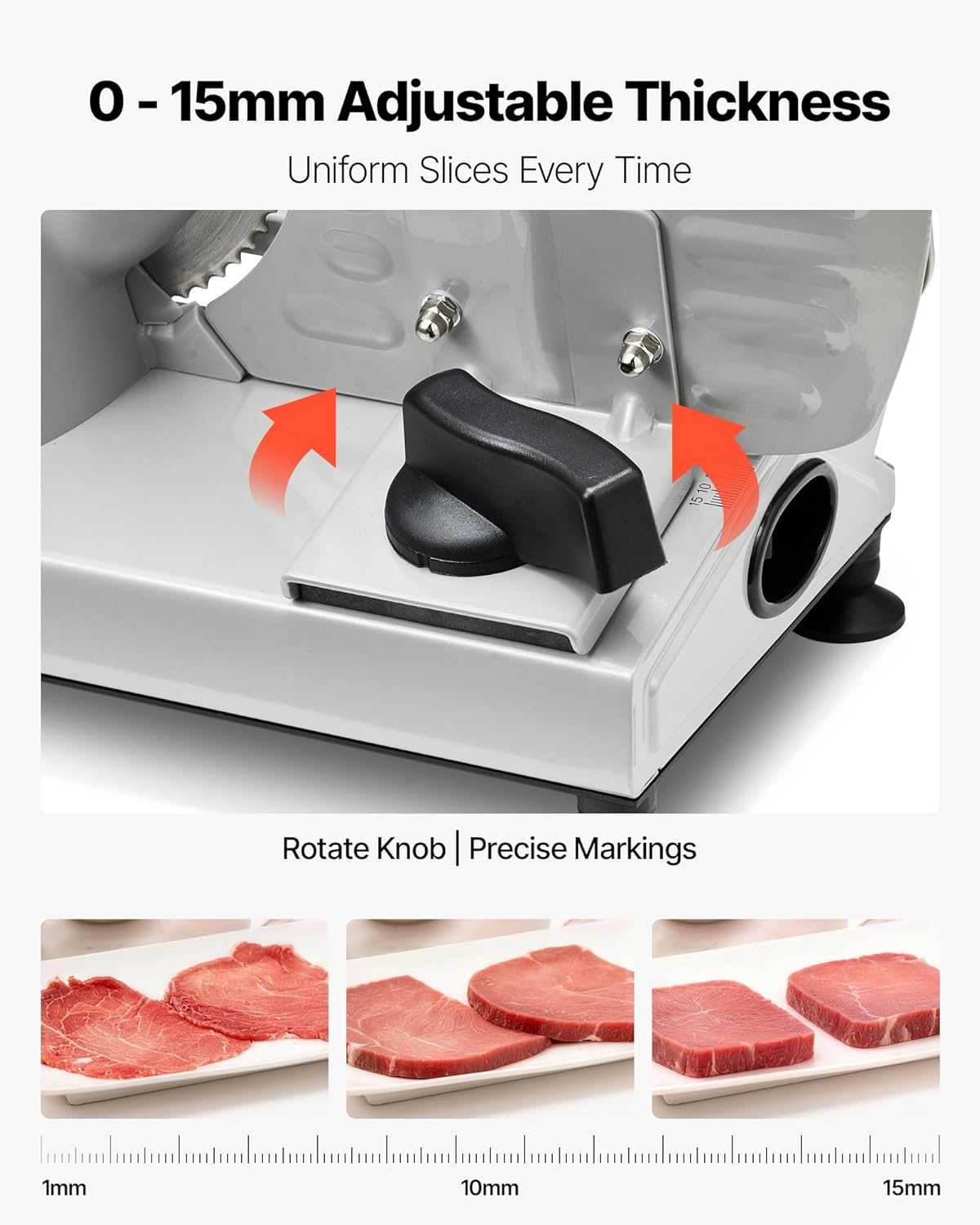 Meat Slicer, 7.5" Electric Deli Slicer with SUS420 Blade & 0-0.6" Adjustable Thickness, 200W Home Food-Slicer for Frozen Meat, Ham, Baguett, Steak, UL Approved