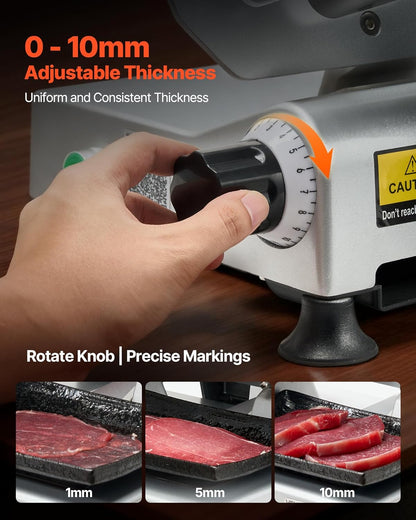 Meat Slicer, 7.5" Electric Deli Slicer with SUS420 Blade & 0-0.6" Adjustable Thickness, 200W Home Food-Slicer for Frozen Meat, Ham, Baguett, Steak, UL Approved