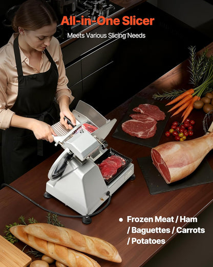 Meat Slicer, 7.5" Electric Deli Slicer with SUS420 Blade & 0-0.6" Adjustable Thickness, 200W Home Food-Slicer for Frozen Meat, Ham, Baguett, Steak, UL Approved