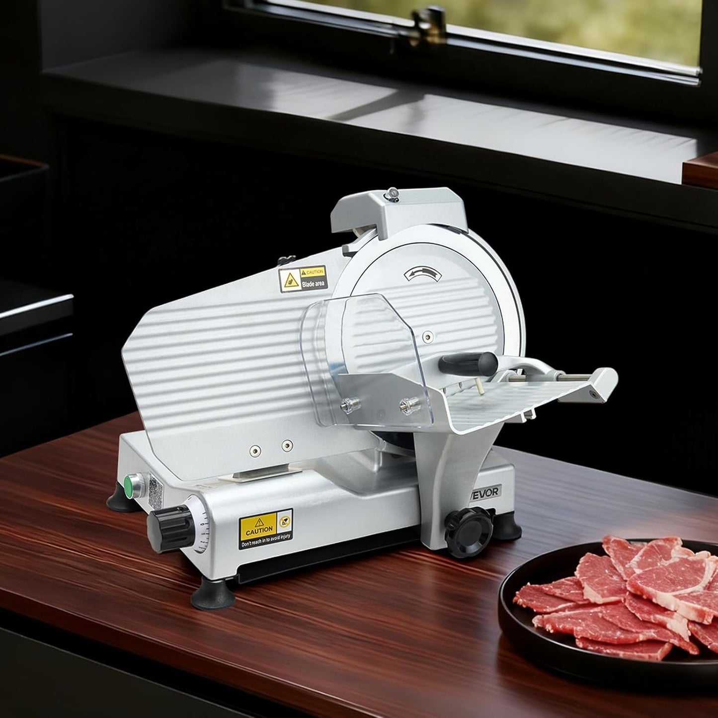 Meat Slicer, 7.5" Electric Deli Slicer with SUS420 Blade & 0-0.6" Adjustable Thickness, 200W Home Food-Slicer for Frozen Meat, Ham, Baguett, Steak, UL Approved