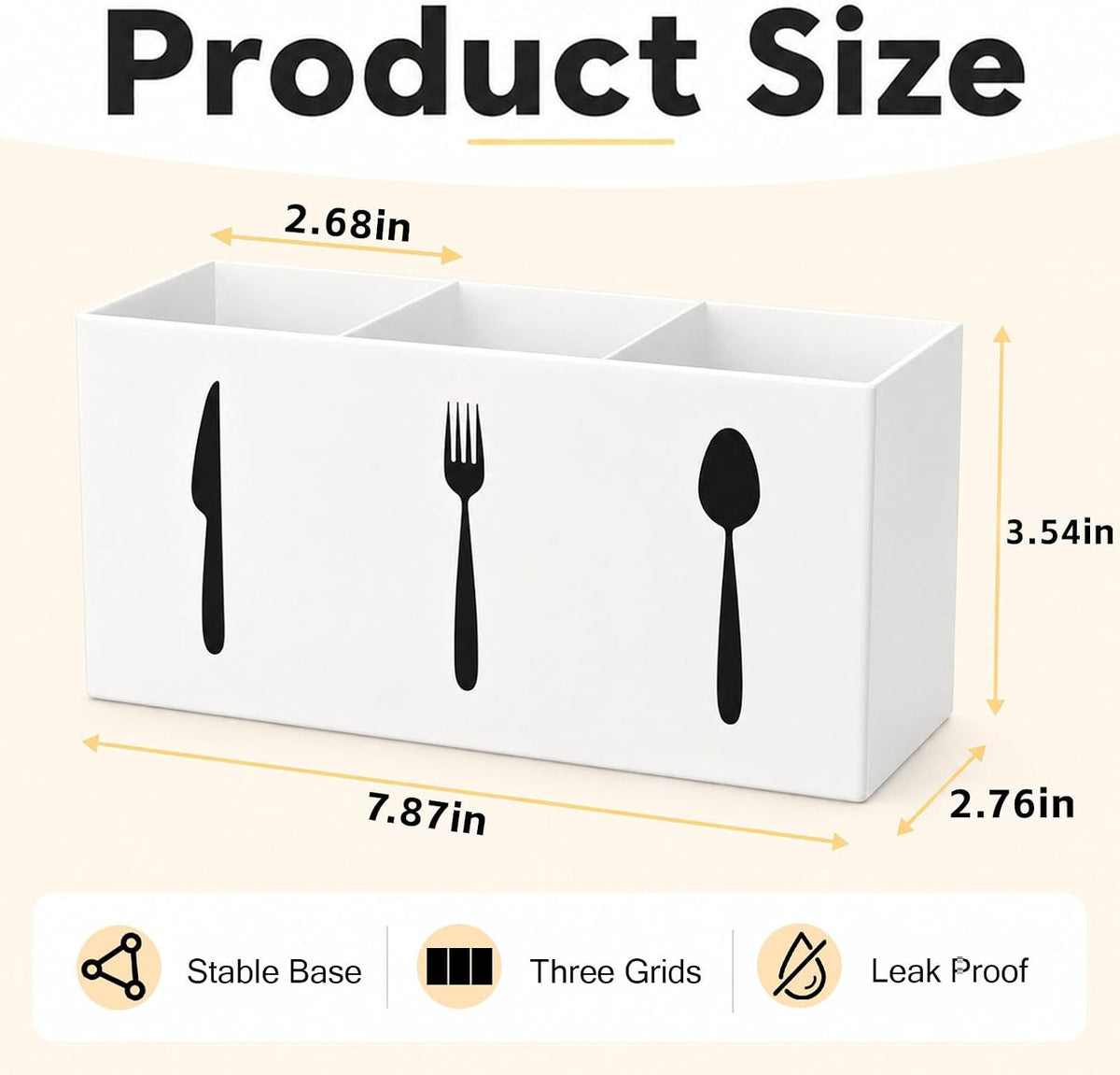 3 Compartment Acrylic Silverware Caddy for Countertop, White, Buffet Party | 3-compartment acrylic utensil holder keeps forks, spoons, and knives grouped for counters, buffets, or parties. Party ready.