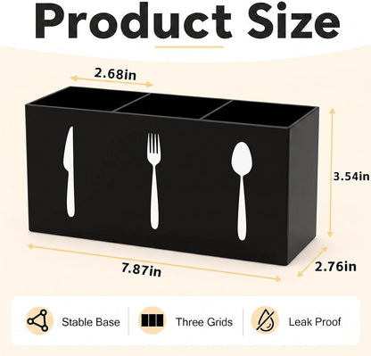 3 Compartment Acrylic Silverware Caddy for Countertop, White, Buffet Party | 3-compartment acrylic utensil holder keeps forks, spoons, and knives grouped for counters, buffets, or parties. Party ready.