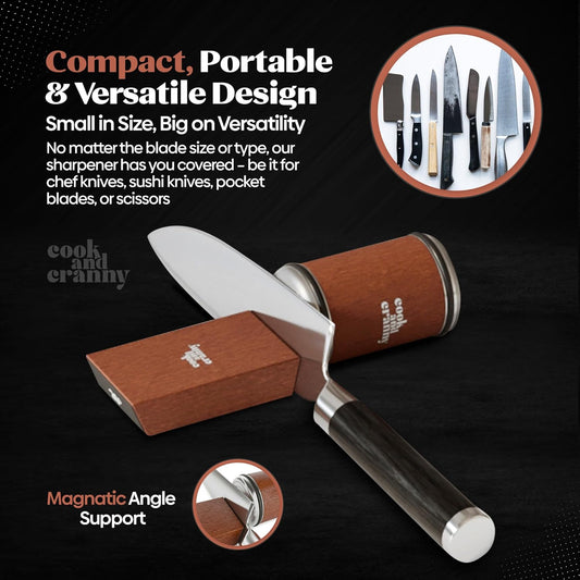 Rolling Knife Sharpener Professional Diamond Knife Sharpener Roller - Magnetic Angle Technology with 15, 20 Degrees - Rolling Knife Sharpening Tool for Any Steel Hardness