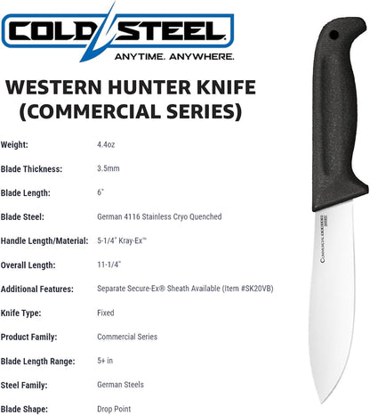 Cold Steel Cleaver 9" Durable Cryo-Quenched German 4116 Stainless Steel Fixed Blade Knife with Kray-Ex Handle Heavy Duty Commercial Grade for Butchery, Kitchen, Hunting & Field Use