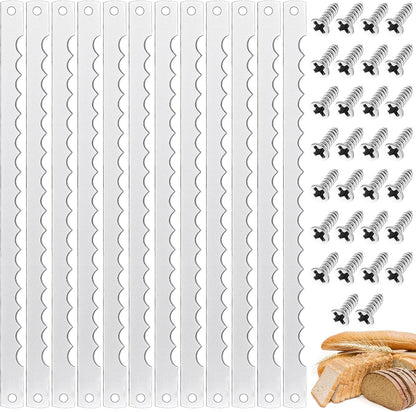 12 Pcs Bread Bow Knife Blades 10.8" Serrated Stainless Steel Blades with Screws Replacement for Wood Bread Cutter, Sourdough, Baguettes, Cakes