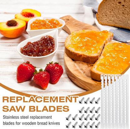 12 Pcs Bread Bow Knife Blades 10.8" Serrated Stainless Steel Blades with Screws Replacement for Wood Bread Cutter, Sourdough, Baguettes, Cakes