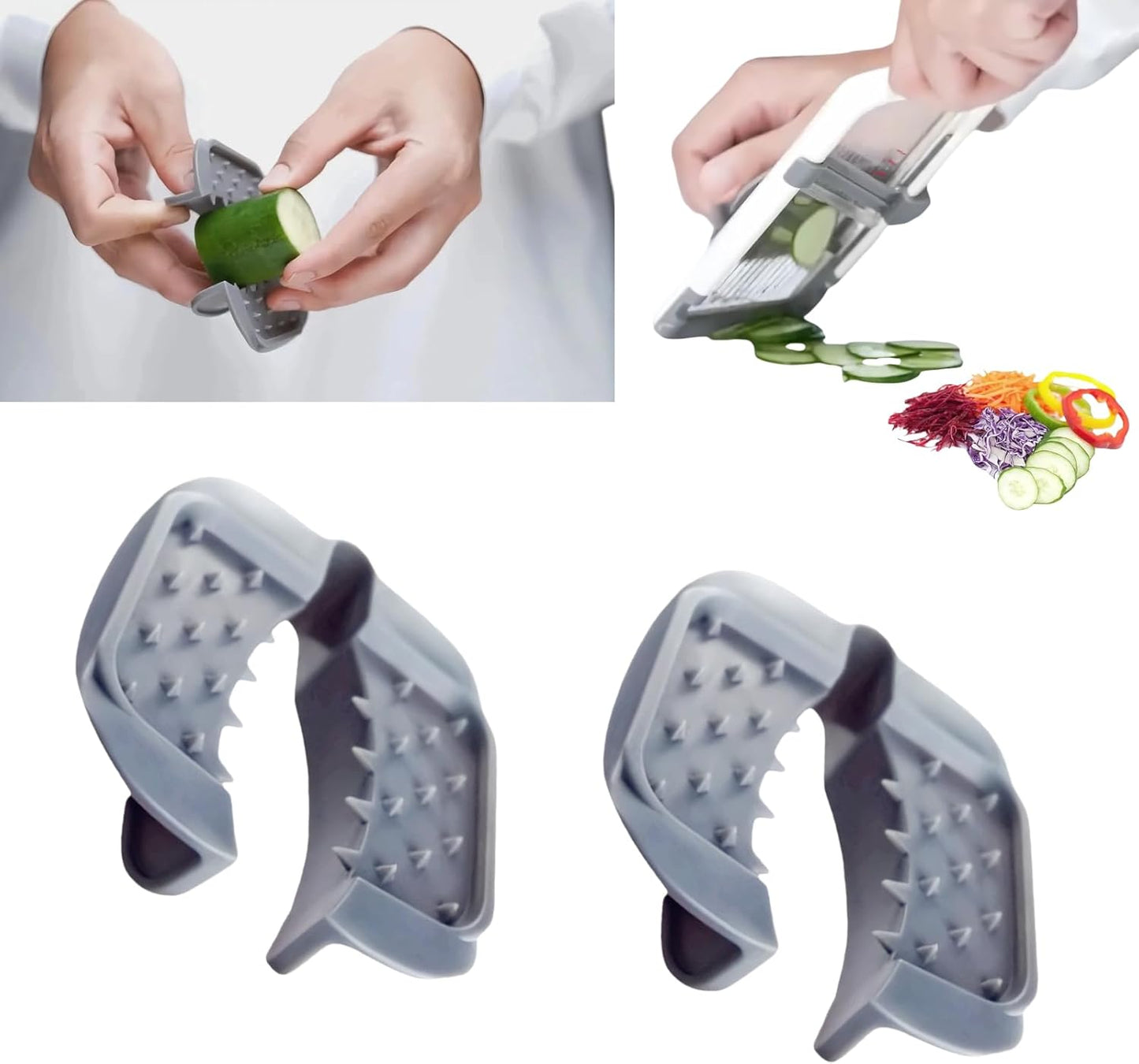 Safety Hand Guard for Any Mandolin Slicer or Grater,Food Slicer Cutter Finger Guard, Ergonomic, Non-Slip Grip, Durable,Safe Slicing of Fruits & Vegetables (Gray，2pcs)