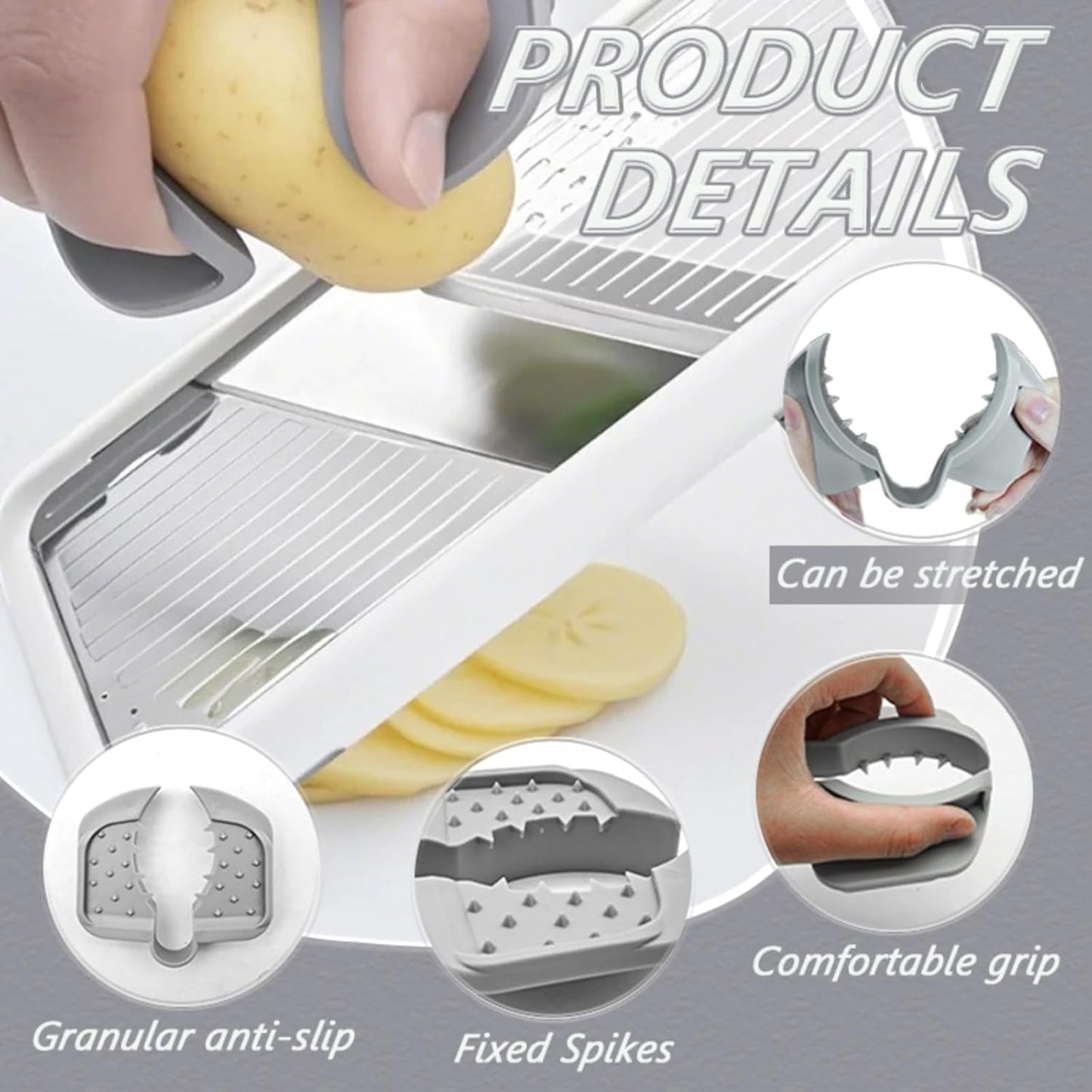 Safety Hand Guard for Any Mandolin Slicer or Grater,Food Slicer Cutter Finger Guard, Ergonomic, Non-Slip Grip, Durable,Safe Slicing of Fruits & Vegetables (Gray，2pcs)