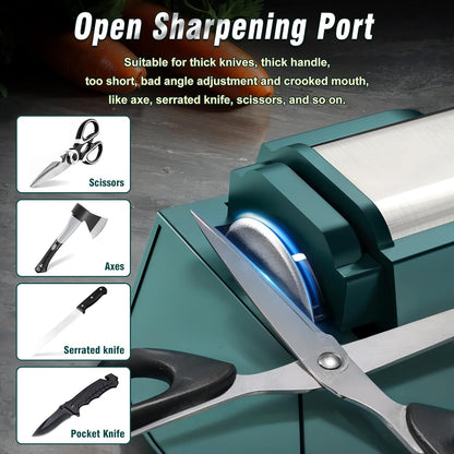 Professional Electric Knife Sharpener | 3-Speed Variable 4-Stage, Open Touch-Screen, 100% Diamond Abrasives, Precision Angle Guides