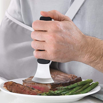 Steak Knife, Rocker, Curved, Verti Grip Kitchen and Dinner Steak Knife for Ease of Chopping or Limited Hand Strength, Dishwasher Safe, Stainless Steel Blade