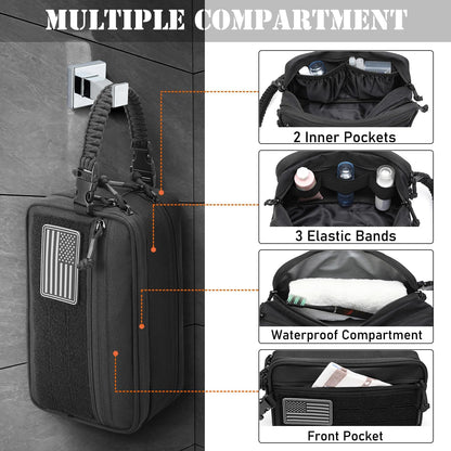 Tactical Toiletry Bag for Men Dry Wet Separate Dopp Kit Travel Hygiene Bag EDC Utility Tool Molle Pouch Mens Shaving Kit Travel shower Bags (OD Green)