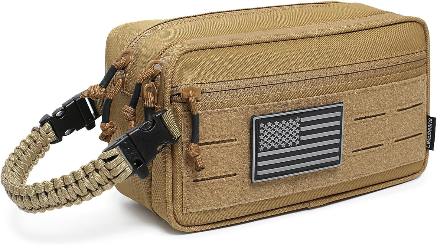 Tactical Toiletry Bag for Men Dry Wet Separate Dopp Kit Travel Hygiene Bag EDC Utility Tool Molle Pouch Mens Shaving Kit Travel shower Bags (OD Green)